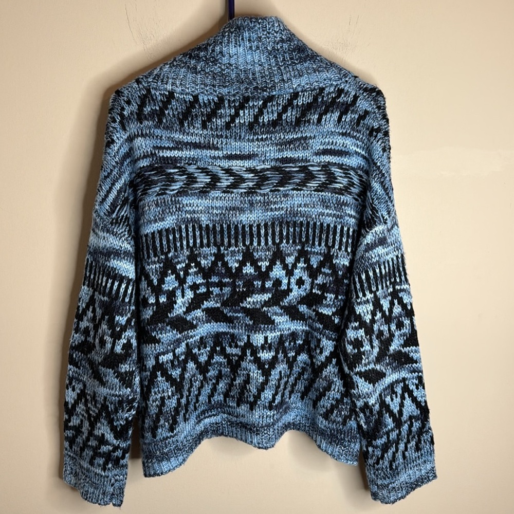 John + Jenn quarter zip oversized sweater size small blue and navy with black - Picture 6 of 6